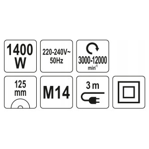 E Szlifierka Kątowa   125mm 1400 W YATO 